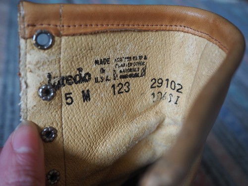 VTG Laredo Golden Brown Leather Distressed Western Roper Ranch USA Boots Sz 5 M - Picture 12 of 15