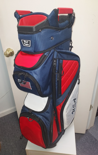 Men's Golf Cart Bag 15 Way Divider Naples Bay Lightweight Red White Blue Flag