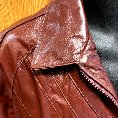 Giacca bomber discoteca pelle rossa vintage anni 70 uomo Berman's taglia 44 L lunga - Foto 6 di 15
