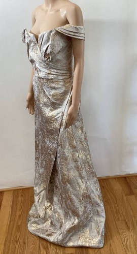 RENE RUIZ BROCADE OFF THE SHOULDER GOWN SZ us 12 - Picture 5 of 9