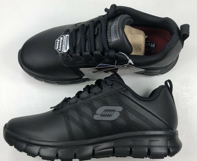 Skechers Womens Leather Work Shoes /Erath//Memory Foam/Slip Resistant