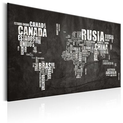 WORLD MAP Canvas Print Framed Wall Art Picture Photo Image k-C-0024-b-a