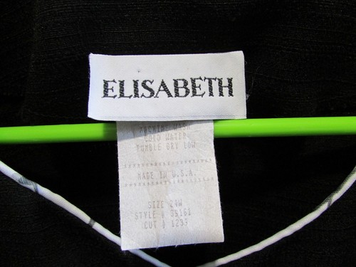 Elisabeth Womens Black Polyester Button-Up S/S Tunic Top Plus Size 24W EUC - Picture 2 of 7