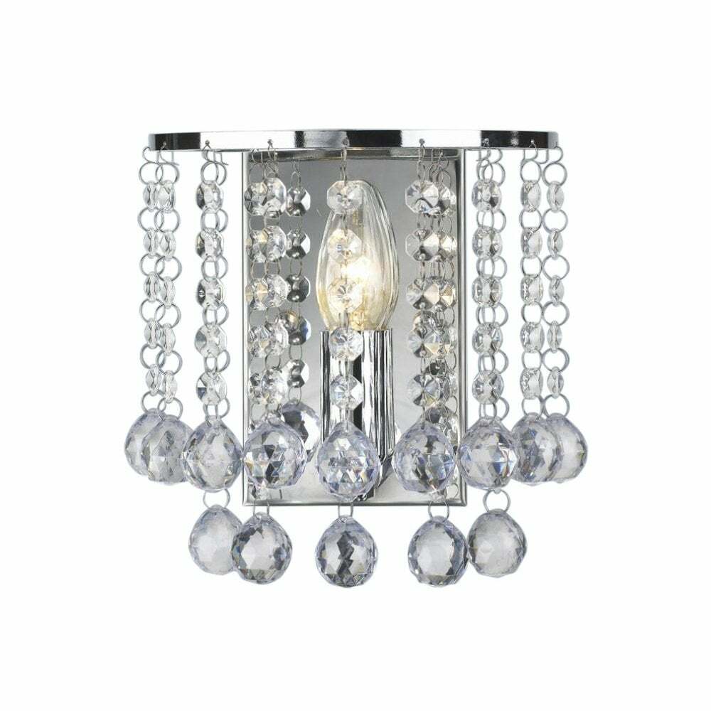 THLC MODERN CRYSTAL STYLE WALL LIGHT IN POLISHED CHROME WITH ACRYLIC DROPLETS