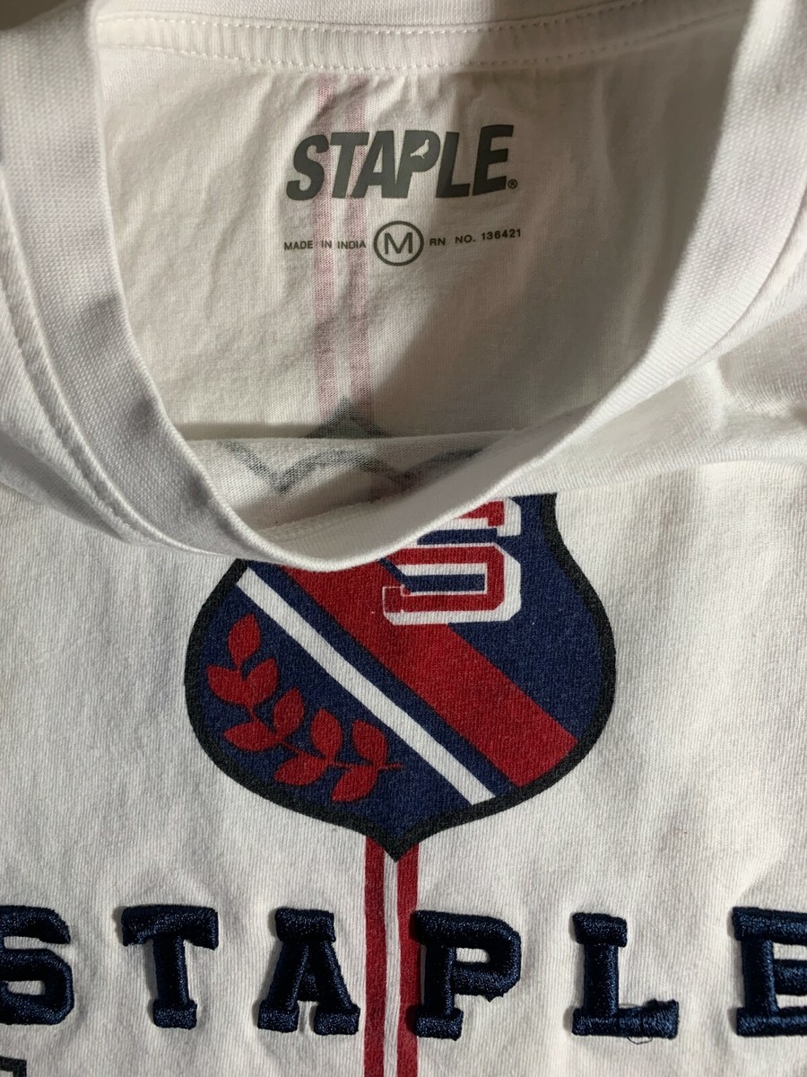 White Staple Short Sleeve Shirt RN NO 136421 Men's Size Medium | eBay