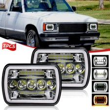 Pair 7x6 Led Headlights Hilo Drl Turn Signal For 82-93 Chevy S10 Blazer Gmc S15