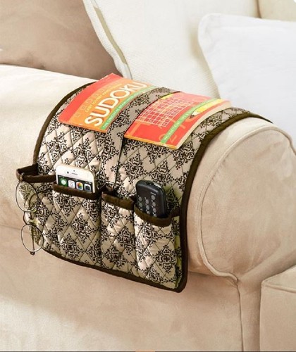 Gesteppter Möbel Armlehnenbezug mit Taschen Sofa Stuhl Armschutz / Halter - Bild 6 von 8