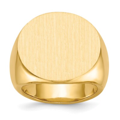 14k Yellow Gold 21.0x21.5mm Closed Back Signet Ring for Men Size