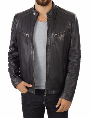 Men's Leather Jacket Stylish Handmade Motorcycle Bomber Biker Genuine Lambskin