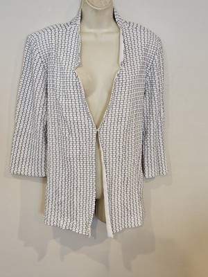 Sz 1x Ming Wang Black White cardign Knit Jacket Career Womens Plus 
