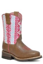 New Roper Youth girl's Pink Light Blue AZTEK WESTERN BOOTS in 12 SIZES