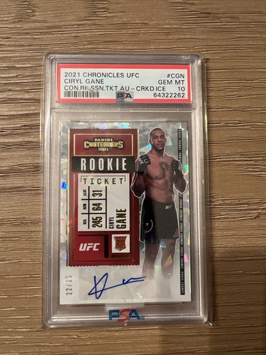 CIRYL GANE 2021 UFC CONTENDERS CRACKED ICE /25 AUTO PSA 10 ROOKIE RC 🔥🔥🔥