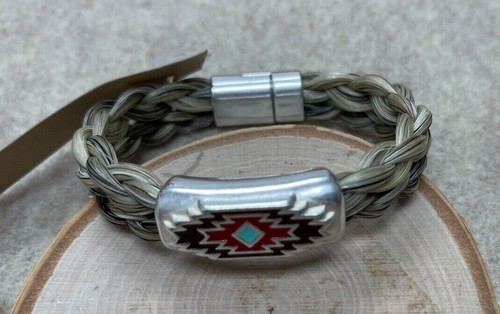 Pulsera de puño trenzado de pelo de caballo Chama Aztec Cowboy Coleccionables - Imagen 20 de 31