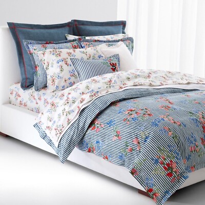 Lauren Ralph Maggie Floral Stripe FULL / QUEEN Duvet Cover & Shams Set $430