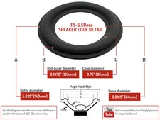 FS-5.5Bose: 5.5" BOSE FOAM SURROUND, 5.625" OD, 3.3125" ID, GRAY, ANGLE ATTACH