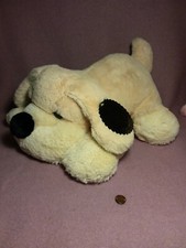 20" FAO Schwarz Patrick Pup Plush Stuffed Puppy Dog Gold Tan Laying Pillow w/tag