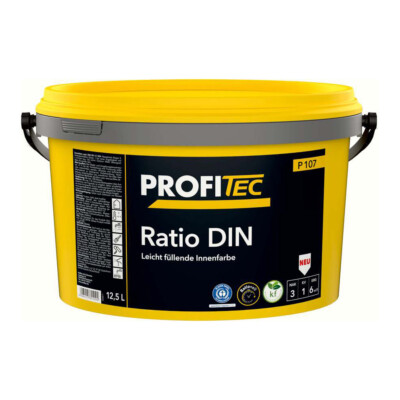 ProfiTec Ratio DIN sehr gut deckende Wandfarbe Dispersionsfarbe P107 weiß 12,5L