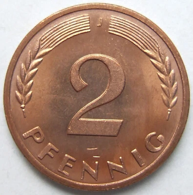 Münze Bundesrepublik Deutschland 2 Pfennig 1969 J magnetisch in f. Stempelglanz - Bild 1 von 2