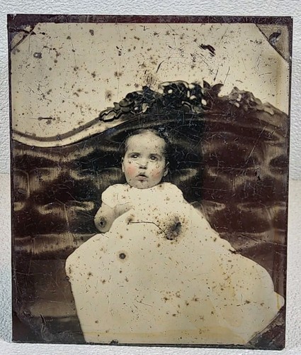 Antique Photograph Of Infant ~ Actual Photograph On Glass ~ #-6260 - Picture 2 of 17
