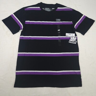 Neff Sorenson Black Purple Striped Short Sleeve T-Shirt Men's Size S, M, L, XL