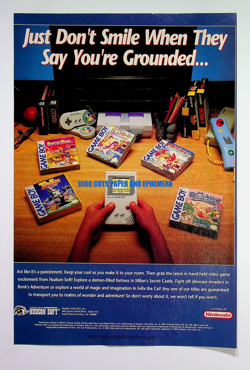 Hudson Soft Nintendo Game Boy Games 1993 Trade Print