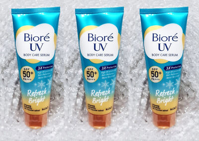 3 x Biore UV Anti-Pollution Body Care Serum Refresh Bright SPF50+ PA+++ 50 ml.