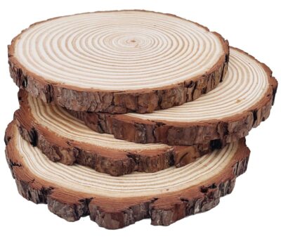 Natural Round Discs Rustic Wood Slices 4 PCS 8.2-9 inch Unfinished Wood kit C...
