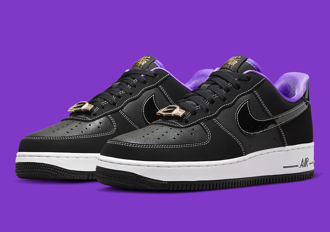 Nike Air Force 1 u0026#039;07 LV8 EMB World Champ Black Purple Lakers  DR9866-001 sz 8 Men | eBay