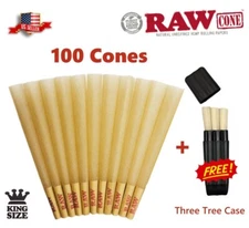 Authentic RAW Classic King Size W/Filter Tip Pre-Rolled Cones 100 Pack & Case