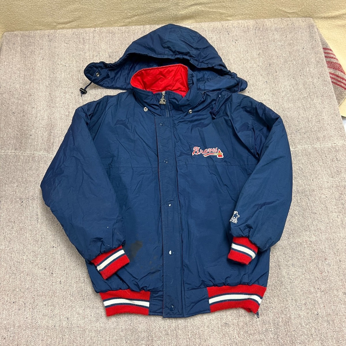 Vintage Atlanta Braves Jacket Mens Medium Blue 1990s Starter