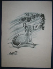 * TRI CHEM A 7639 GRACEFUL DOE IN SNOW FAWN Liquid Embroidery Picture Tri Chem