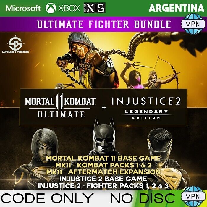 Mortal Kombat 11 Ultimate + Injustice 2 Leg. Edition Bundle AR XBOX One CD  Key