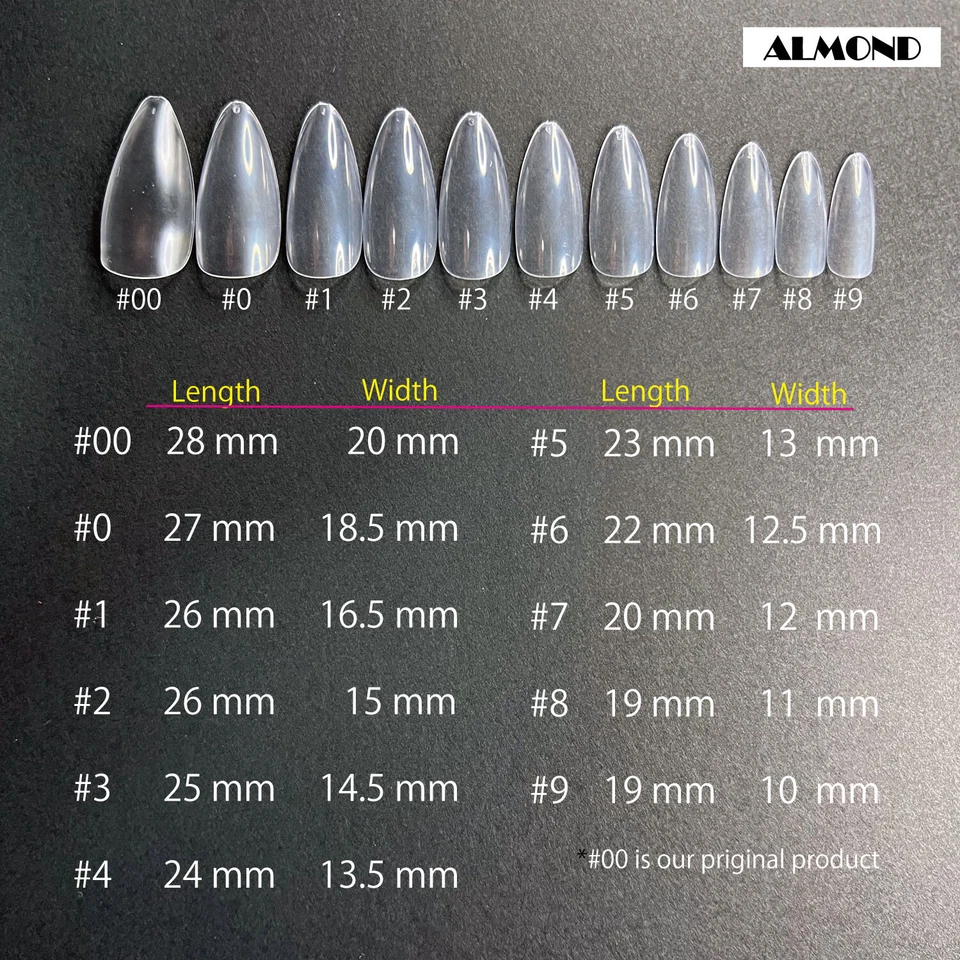 【 3 Type of Shape * 3 packs 】 Mixed Full Size Set of Clear Nail Tips - Image 3 of 4