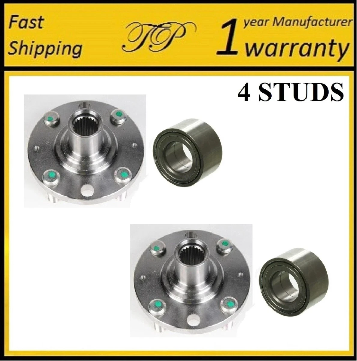 2x Front Wheel Hub Assemblies With Studs For Chevy Aveo/Spark & Pontiac G3/Wave (2004-2015)