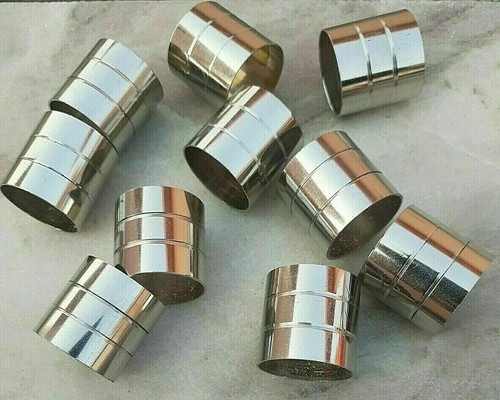 Lotto Di 10 Pezzi Vintage Ottone Placcato Argento Collari Per di Legno Canna Da - Foto 4 di 9