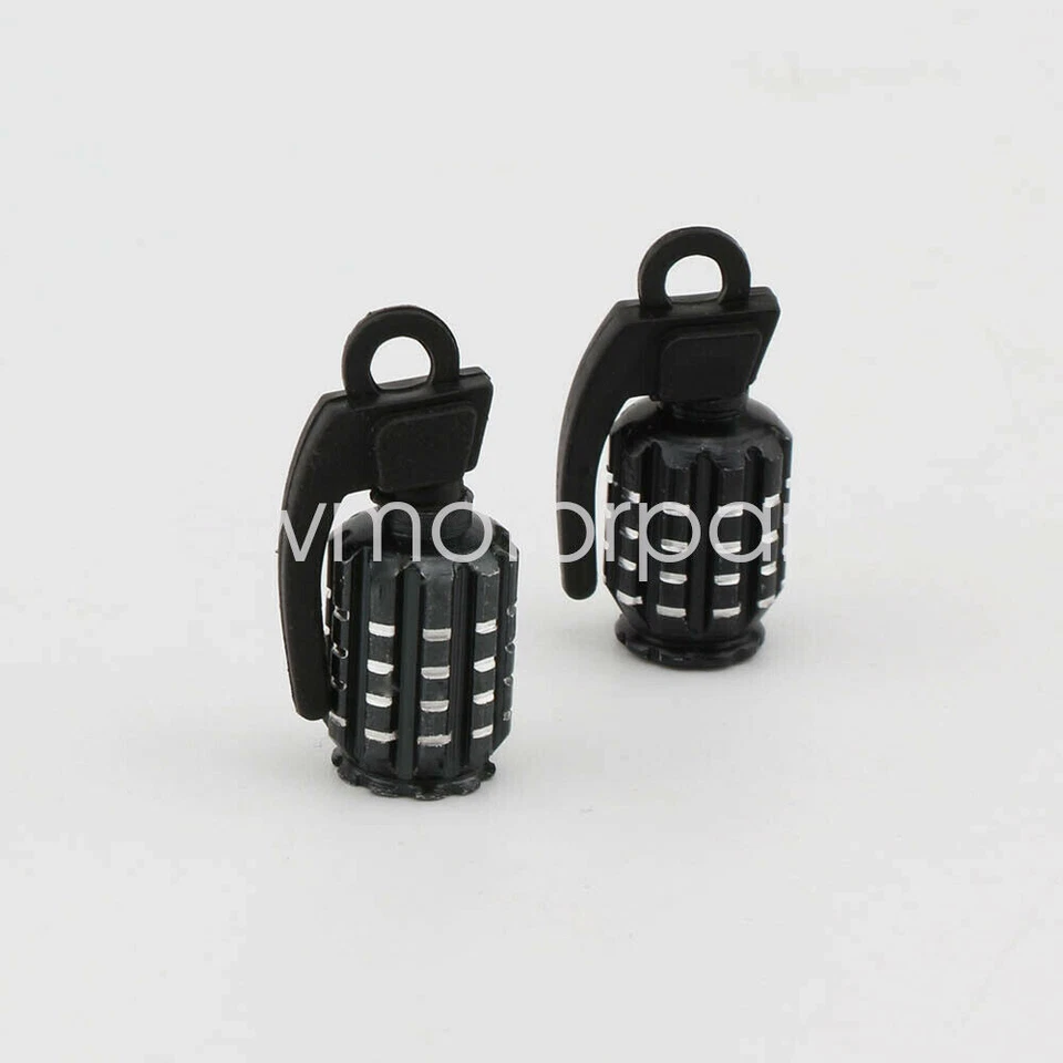 2pcs Black Aluminum Motorcycle Tire Valve Stem Caps Bomb Grenade Style For Honda - Image 3 of 4