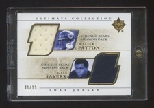 2004 ULTIMATE COLLECTION WALTER PAYTON-GALE SAYERS GOLD #ED 01/15 DUAL JERSEY  !