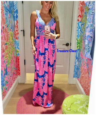 Lilly Pulitzer NWT Taryn Maxi Dress Little Flamenco Size 8,10,16 | eBay