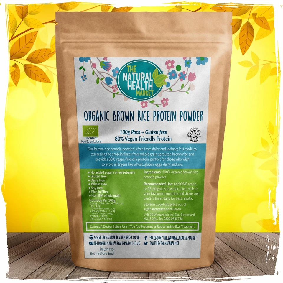Organic Brown Rice Protein Powder 80% Protein Vegan Protein Pre-Workout Blend