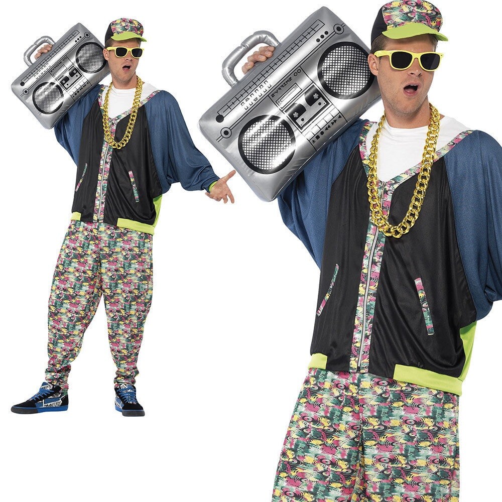Adult 80s Hip Hop Costume Rapper Fancy Dress Mens Vanilla Ice MC Hammer New  | eBay