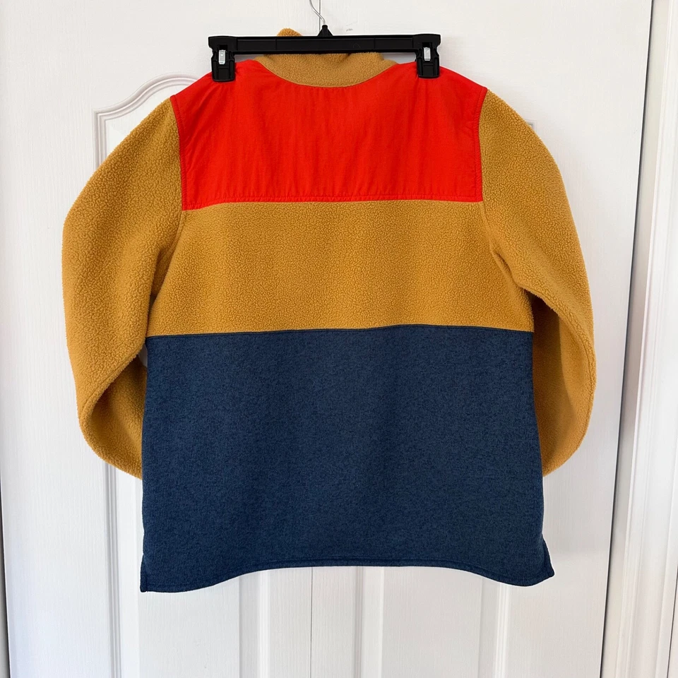 L.L. Bean XL Fleece Pullover Red Yellow Navy Half-Zip Jacket - Image 4 of 4