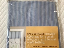 Martha Stewart everyday 2005  Cotton Blue Ticking Stripe Valance  Qtys AVAILABLE