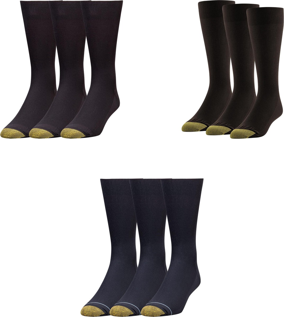 Gold Toe Men's Extended Size Metropolitan Dress Socks (3 Pair Pack) - Black Gold Toe Men's Extended Size Metropolitan Dress Socks (3 Pair Pack) - Black