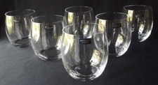 6 ELEGANT BOHEMIA CRYSTAL - CRYSTALITE 'KLARA' LEAD FREE STEMLESS WINE GLASSES