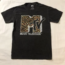 MTV Shirt Womens Small Gray Brown Animal Print Viacom International 2023