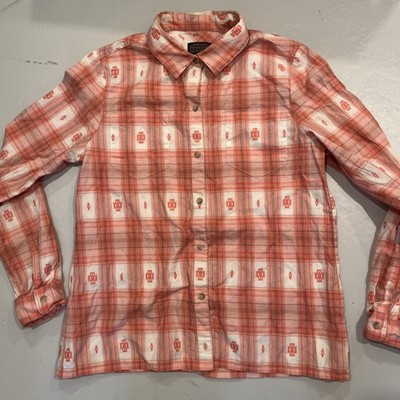 Pendleton Woolen Mills Western Shirt Women Size M Orange Aztec Blouse Top