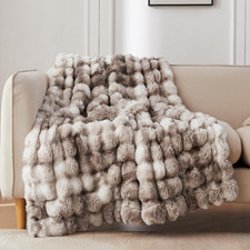 Soft Bubble Faux Fur Throw Blanket, 50"X60", Tie-Dye Brown