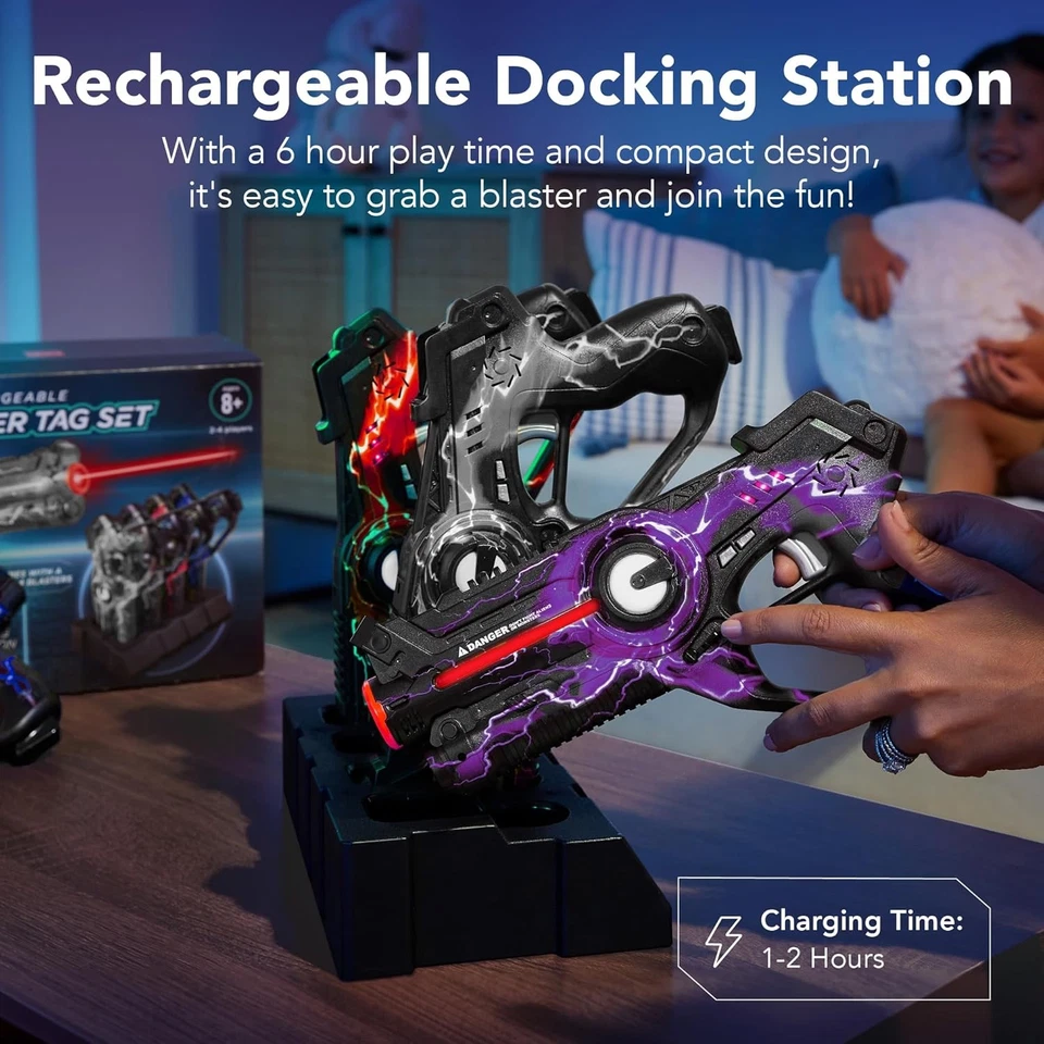 Best Choice Products Set de 4 Blasters de Etiquetas Láser, Recargable Infrarrojo Lazer Ta Foto 2 de 4