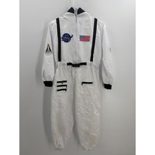 Kids NASA Astronaut Costume Jumpsuit with Helmet White Size Large L Space Theme