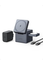 Anker 3-In-1 Cube With Magsafe Usb Charger, Grey, Compact, 14.5 Oz.